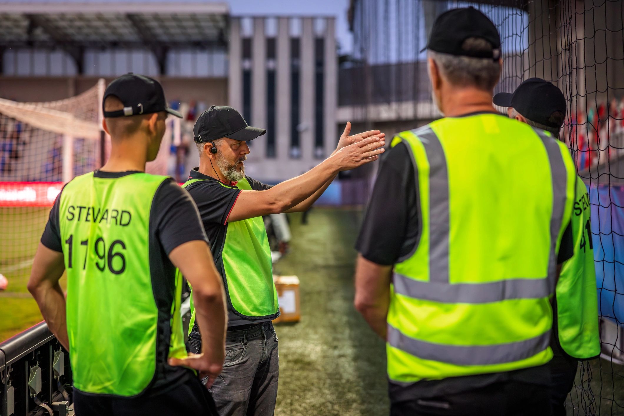 Security guards coordinating at an event venue